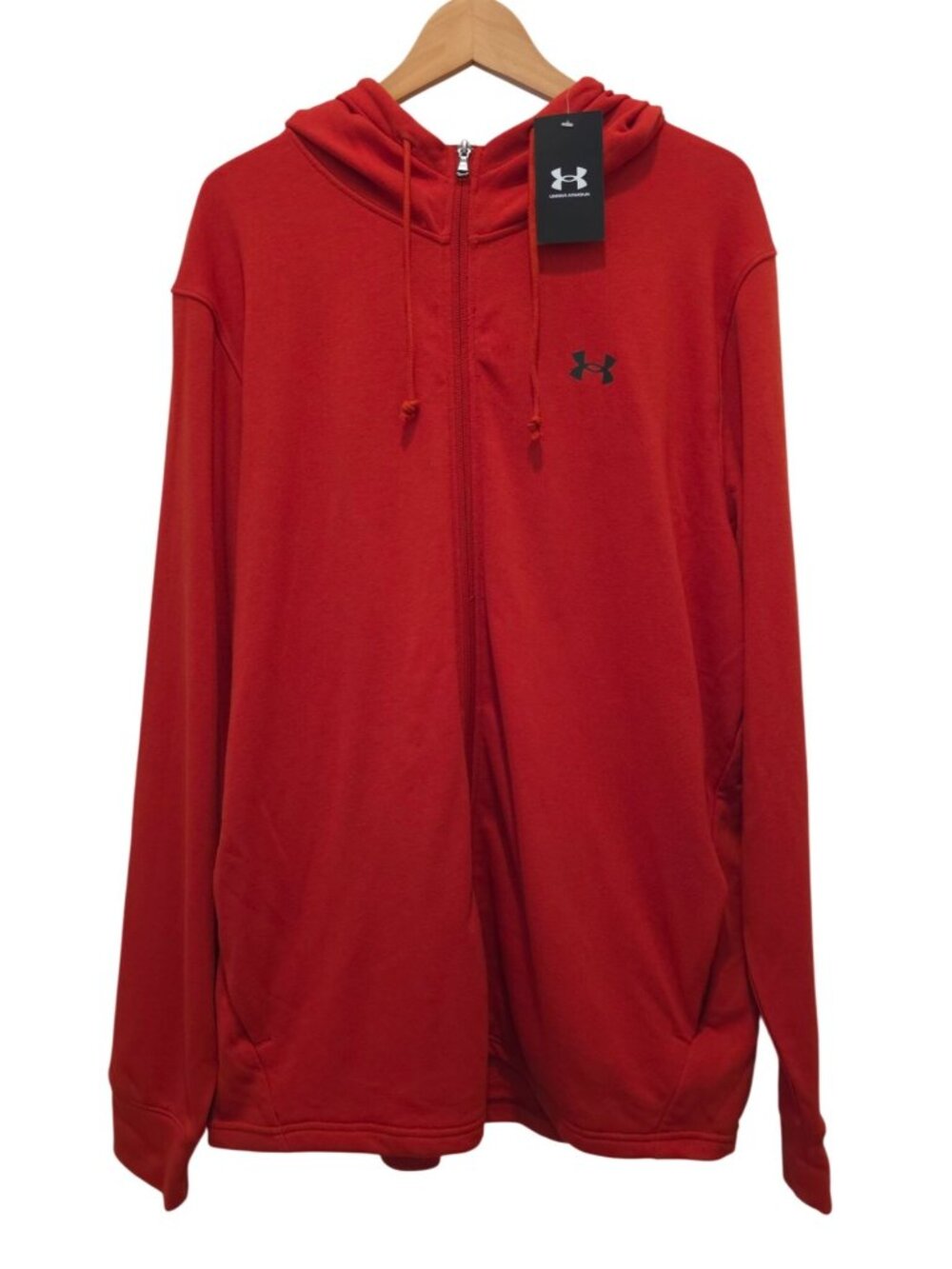 NWD Under Armour UA Rival Terry Full-Zip Red Loose Fit Hoodie Red Mens 2XL